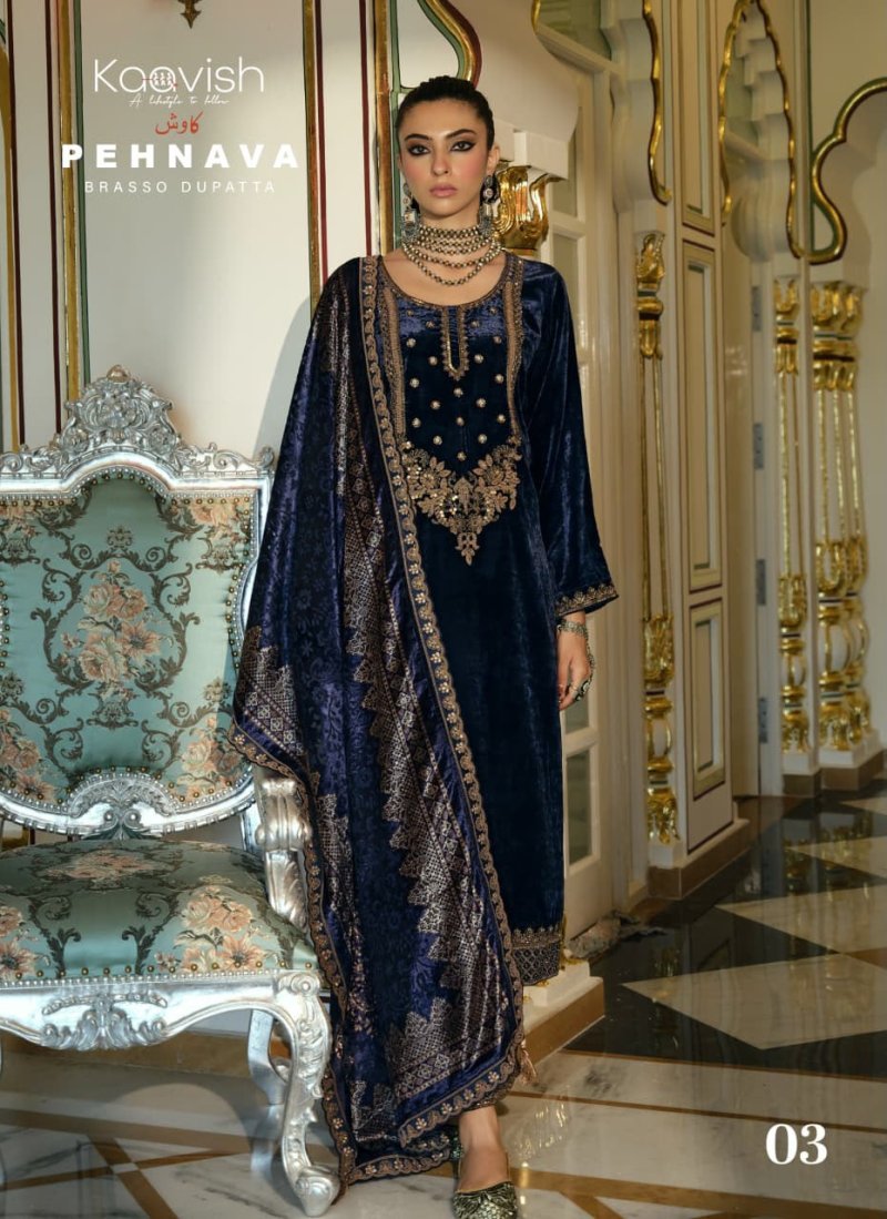 Pehnava By Kaavish Velvet Beads Salwar Kameez 
